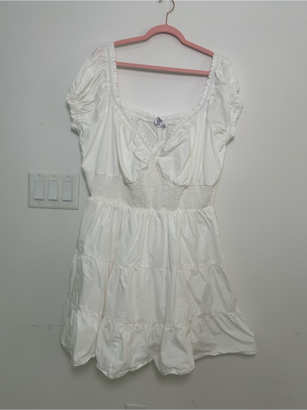 Princess Polly White Milkmaid Mini Dress US 20 Plus Size Coquette Puff Sleeve